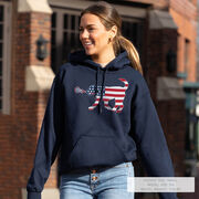 Girls Lacrosse Hooded Sweatshirt - Patriotic LuLa the Lax Dog