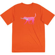 Girls Lacrosse Short Sleeve Performance Tee - LuLa the Lax Dog(Pink)