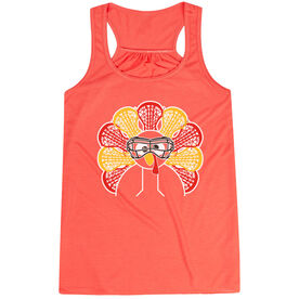 Girls Lacrosse Women's Flowy Racerback Tank Top - Goofy Turkey Player