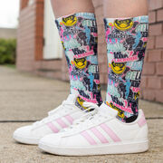 Girls Lacrosse Graphic Flex Mid-Calf Socks - Lax Girl Life