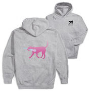 Girls Lacrosse Hooded Sweatshirt - LuLa the Lax Dog (Pink) (Back Design)