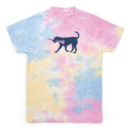 Girls Lacrosse Short Sleeve T-Shirt - LuLa The LAX Dog (Blue) Tie Dye