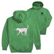 Girls Lacrosse Hooded Sweatshirt - LuLa the Lax Dog (Pink) (Back Design)