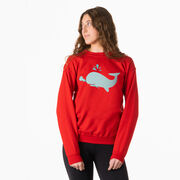 Girls Lacrosse Crewneck Sweatshirt - Chevron Lax Whale