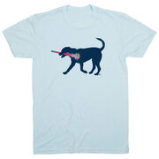 Girls Lacrosse Short Sleeve T-Shirt LuLa the Lax Dog (Blue)