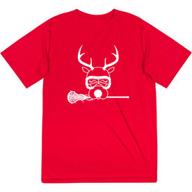 Girls Lacrosse Short Sleeve Performance Tee - Lax Girl Reindeer