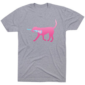 Girls Lacrosse Short Sleeve T-Shirt LuLa the Lax Dog (Pink)