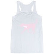 Girls Lacrosse Flowy Racerback Tank Top - LuLa the LAX Dog (Pink)