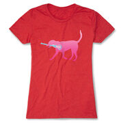 Girls Lacrosse Women's Everyday Tee - LuLa the Lax Dog (Pink)