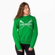 Girls Lacrosse Crewneck Sweatshirt - Lacrosse Crossed Girl Sticks