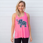 Girls Lacrosse Flowy Racerback Tank Top - Lax Elephant