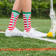 Lacrosse Woven Mid-Calf Socks - Stripes (Red/White)