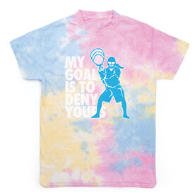 Girls Lacrosse Short Sleeve T-Shirt - My Goal Is To Deny Yours Tie Dye