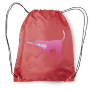 Girls Lacrosse Drawstring Backpack LuLa the Lax Dog(Pink)