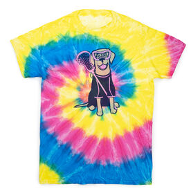 Girls Lacrosse Short Sleeve T-Shirt - Lily The Lacrosse Dog Tye Die