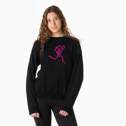 Girls Lacrosse Crewneck Sweatshirt - Neon Lax Girl