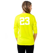 Girls Lacrosse Long Sleeve Performance Tee - Lily The Lacrosse Dog