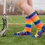 Girls Lacrosse Woven Mid-Calf Socks - Sunset Stick