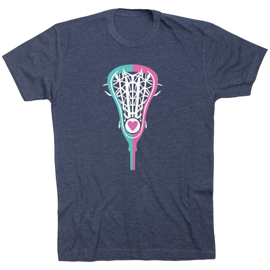 Girls Lacrosse T-Shirt Short Sleeve Lacrosse Stick Heart - Personalization Image