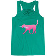 Girls Lacrosse Flowy Racerback Tank Top - LuLa the LAX Dog (Pink)