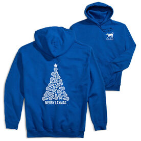 Girls Lacrosse Hooded Sweatshirt - Merry Laxmas Tree (Back Design) 
