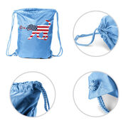 Girls Lacrosse Drawstring Backpack Patriotic LuLa the Lax Dog