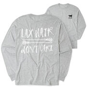 Girls Lacrosse Tshirt Long Sleeve - Lax Hair Don't Care (Back Design)