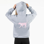 Girls Lacrosse Hooded Sweatshirt - LuLa the Lax Dog (Pink) (Back Design)