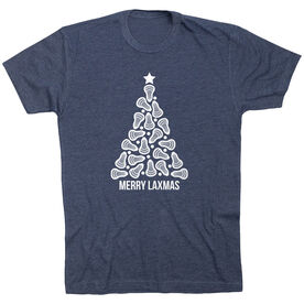 Lacrosse Short Sleeve T-Shirt - Merry Laxmas Tree [Navy/Youth Medium] - SS