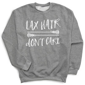 Girls Lacrosse Crewneck Sweatshirt - Lax Hair Don't Care