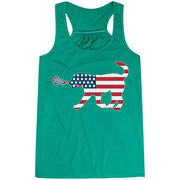 Girls Lacrosse Flowy Racerback Tank Top - Patriotic LuLa the Lax Dog