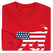 Girls Lacrosse Crewneck Sweatshirt - Patriotic LuLa the Lax Dog