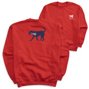 Girls Lacrosse Crewneck Sweatshirt - LuLa The LAX Dog (Blue) (Back Design)