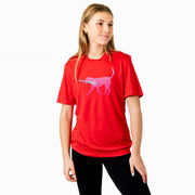 Girls Lacrosse Short Sleeve Performance Tee - LuLa the Lax Dog(Pink)