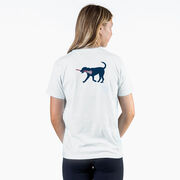 Girls Lacrosse Short Sleeve T-Shirt - LuLa the Lax Dog Blue (Back Design)