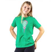 Girls Lacrosse T-Shirt Short Sleeve Lacrosse Stick Heart