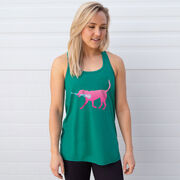 Girls Lacrosse Flowy Racerback Tank Top - LuLa the LAX Dog (Pink)