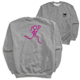 Girls Lacrosse Crewneck Sweatshirt - Neon Lax Girl (Back Design)