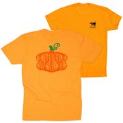 Girls Lacrosse Short Sleeve T-Shirt - Lax Stick Pumpkin (Back Design)