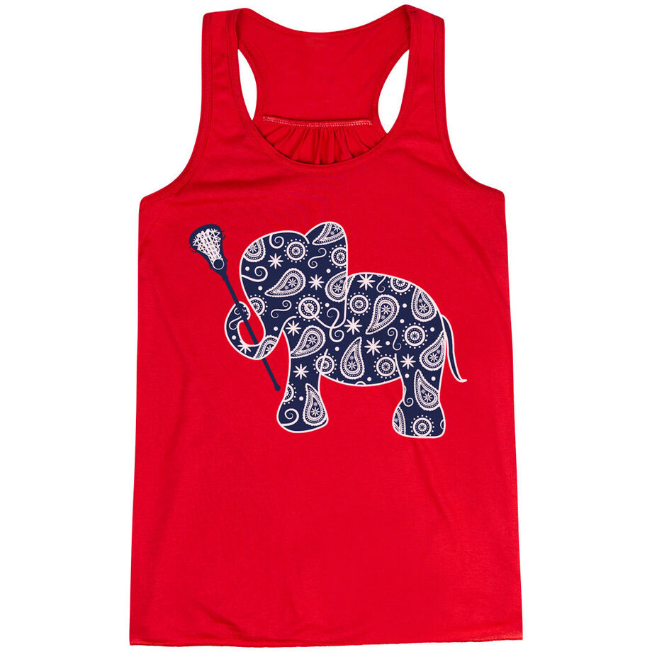 Girls Lacrosse Flowy Racerback Tank Top - Lax Elephant
