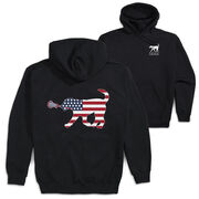 Girls Lacrosse Hooded Sweatshirt - Patriotic LuLa the Lax Dog (Back Design)