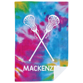 Girls Lacrosse Premium Blanket - Personalized Tie-Dye Pattern with Sticks