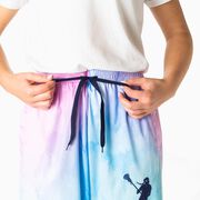 Girls Lacrosse Lounge Pants - Watercolor Lax Girl
