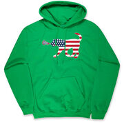 Girls Lacrosse Hooded Sweatshirt - Patriotic LuLa the Lax Dog