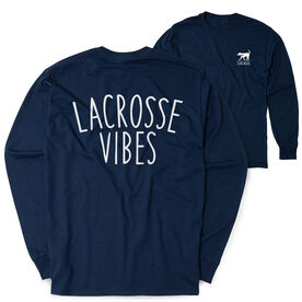 Girls Lacrosse Tshirt Long Sleeve - Lacrosse Vibes (Back Design)