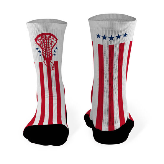 Girls Lacrosse Printed Mid Calf Socks Patriotic Lacrosse | LuLaLax.com