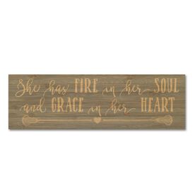 Girls Lacrosse 12.5" X 4" Printed Bamboo Removable Wall Tile - She Has Fire In Her Soul And Grace In Her Heart