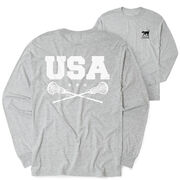 Girls Lacrosse Tshirt Long Sleeve - USA Girls Lacrosse (Back Design)