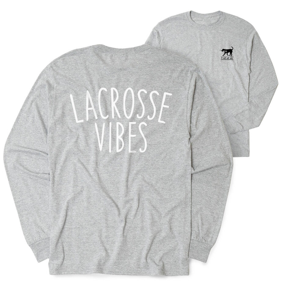 Girls Lacrosse Tshirt Long Sleeve - Lacrosse Vibes (Back Design)