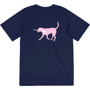 Girls Lacrosse Short Sleeve Performance Tee - LuLa the Lax Dog(Pink)